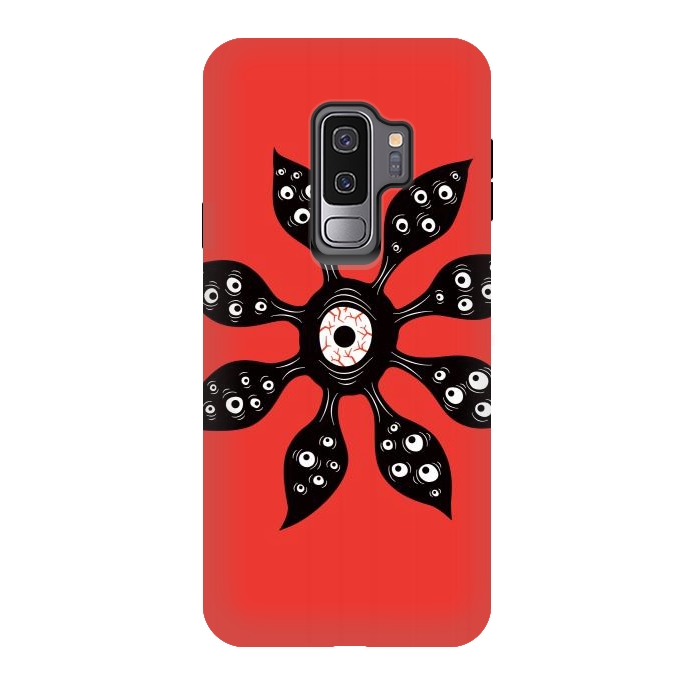 Galaxy S9 plus StrongFit Creepy Witchy Eye Monster On Red by Boriana Giormova