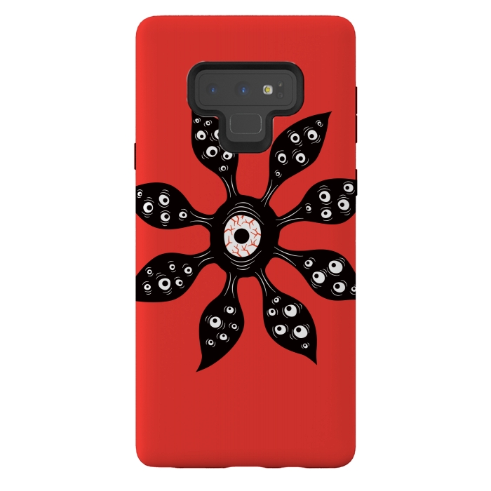 Galaxy Note 9 StrongFit Creepy Witchy Eye Monster On Red by Boriana Giormova