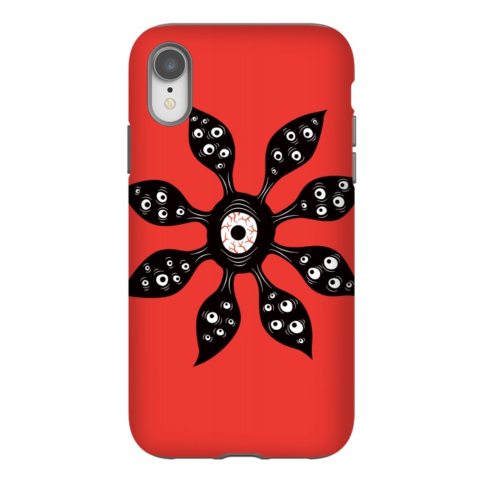 iPhone Xr StrongFit Creepy Witchy Eye Monster On Red by Boriana Giormova