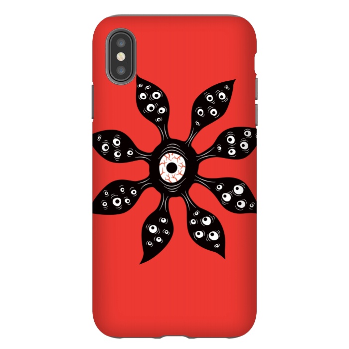 iPhone Xs Max StrongFit Creepy Witchy Eye Monster On Red by Boriana Giormova