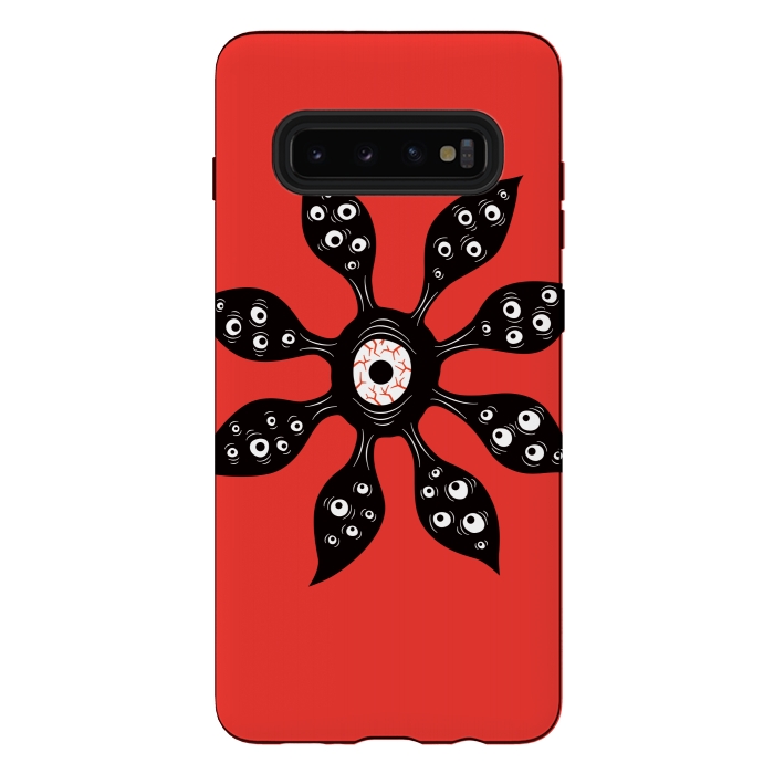 Galaxy S10 plus StrongFit Creepy Witchy Eye Monster On Red by Boriana Giormova