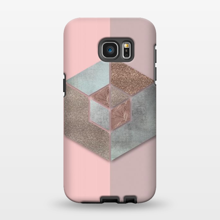 Galaxy S7 EDGE StrongFit Rosegold Blush Geometry 2 by Andrea Haase