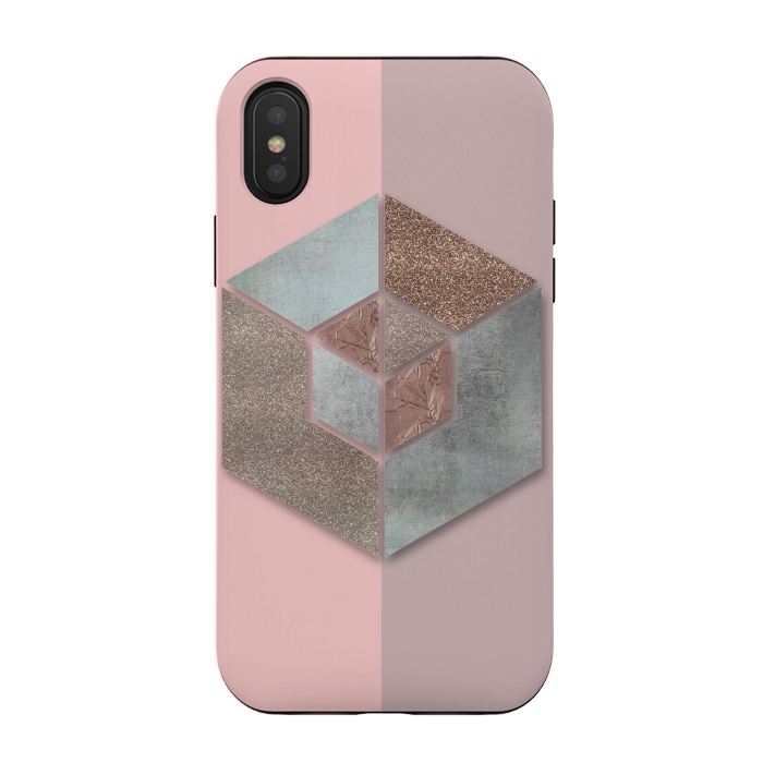 iPhone Xs / X StrongFit Rosegold Blush Geometry 2 by Andrea Haase