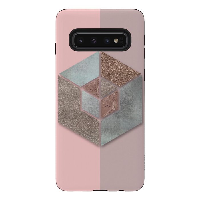 Galaxy S10 StrongFit Rosegold Blush Geometry 2 by Andrea Haase