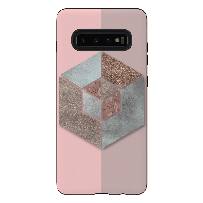 Galaxy S10 plus StrongFit Rosegold Blush Geometry 2 by Andrea Haase