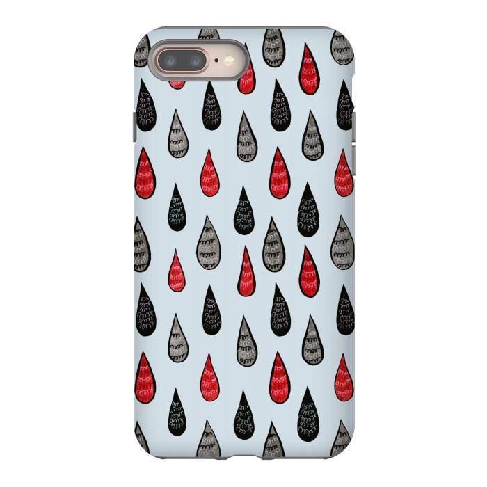 iPhone 7 plus StrongFit Weird Rain Drops Ink Pattern In Red Black Grey by Boriana Giormova