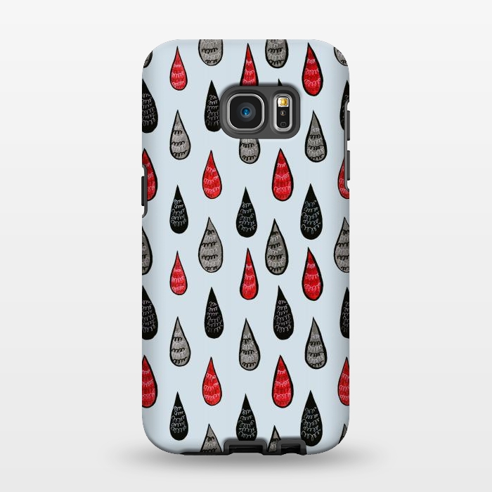 Galaxy S7 EDGE StrongFit Weird Rain Drops Ink Pattern In Red Black Grey by Boriana Giormova