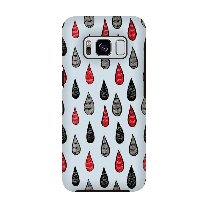 Galaxy S8 StrongFit Weird Rain Drops Ink Pattern In Red Black Grey by Boriana Giormova