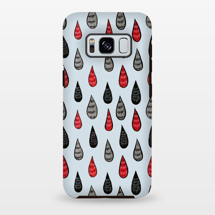 Galaxy S8 plus StrongFit Weird Rain Drops Ink Pattern In Red Black Grey by Boriana Giormova