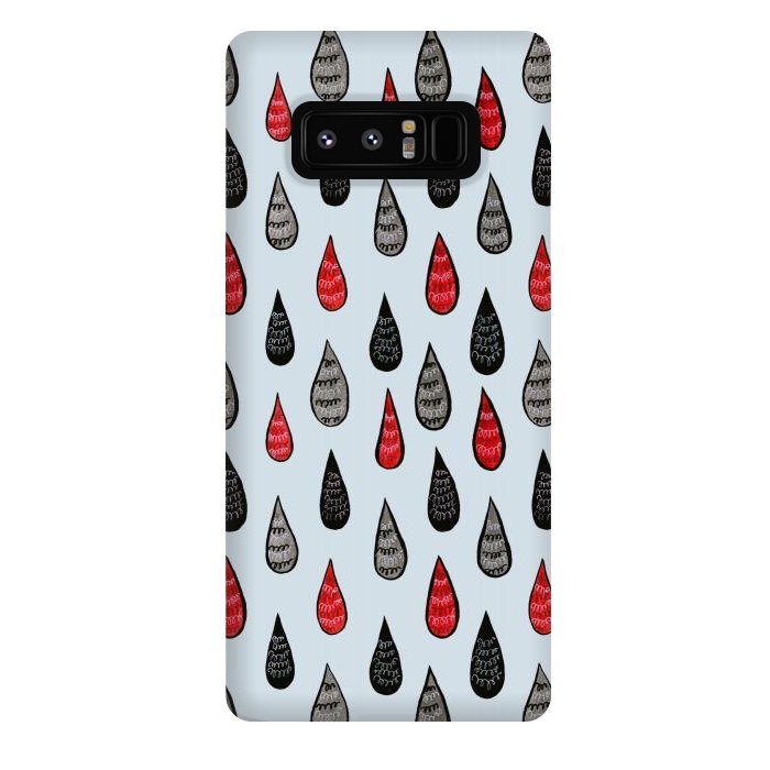 Galaxy Note 8 StrongFit Weird Rain Drops Ink Pattern In Red Black Grey by Boriana Giormova