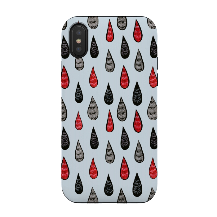 iPhone Xs / X StrongFit Weird Rain Drops Ink Pattern In Red Black Grey by Boriana Giormova