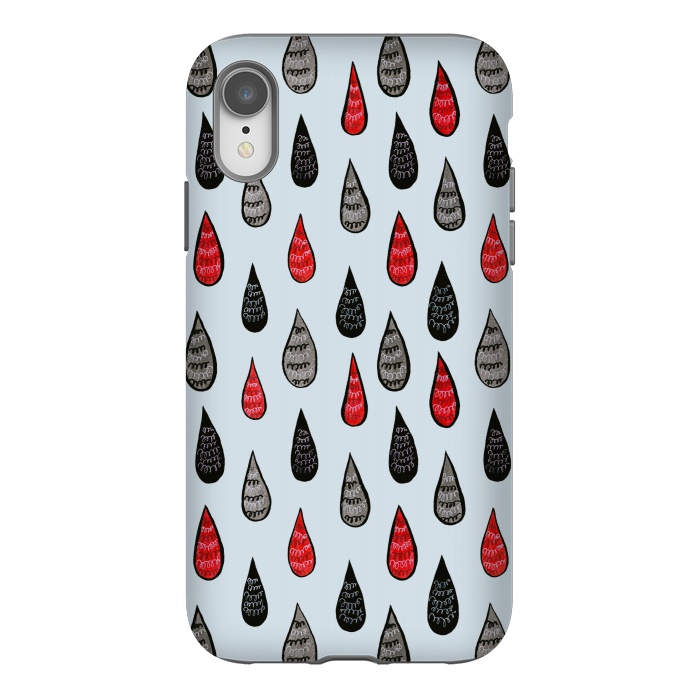 iPhone Xr StrongFit Weird Rain Drops Ink Pattern In Red Black Grey by Boriana Giormova