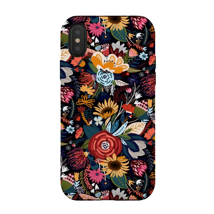 iPhone Xs / X StrongFit Popping Moody Floral  by Tigatiga