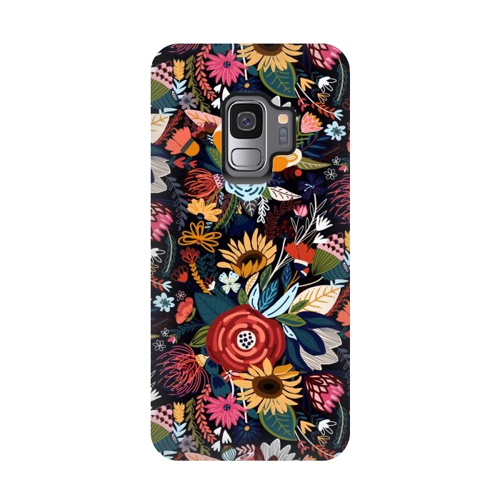 Galaxy S9 StrongFit Popping Moody Floral  by Tigatiga