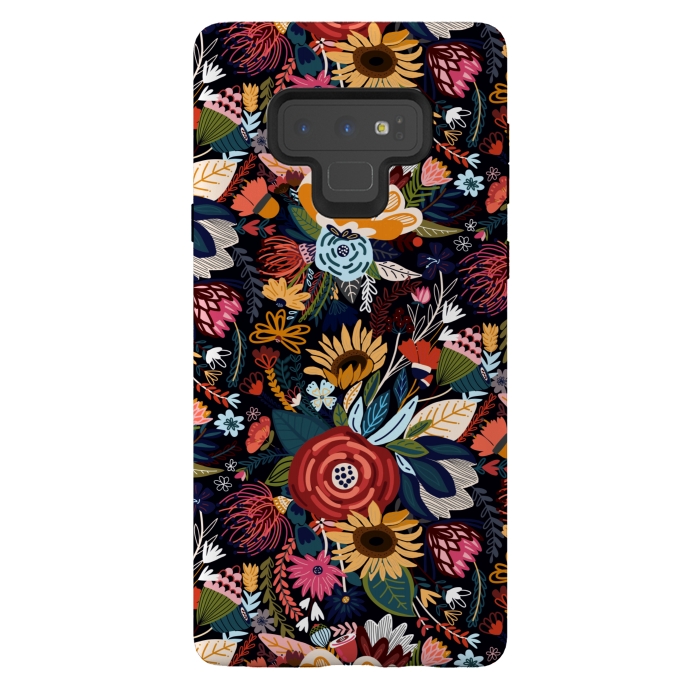 Galaxy Note 9 StrongFit Popping Moody Floral  by Tigatiga