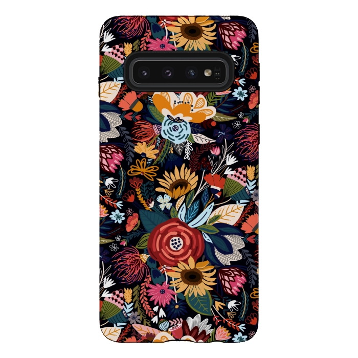 Galaxy S10 StrongFit Popping Moody Floral  by Tigatiga
