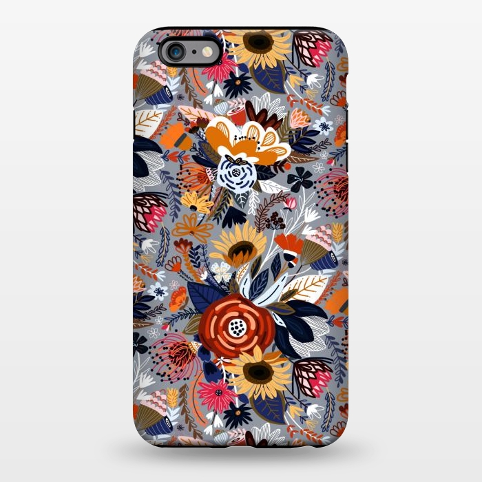 iPhone 6/6s plus StrongFit Popping Floral - Orange and Navy  by Tigatiga