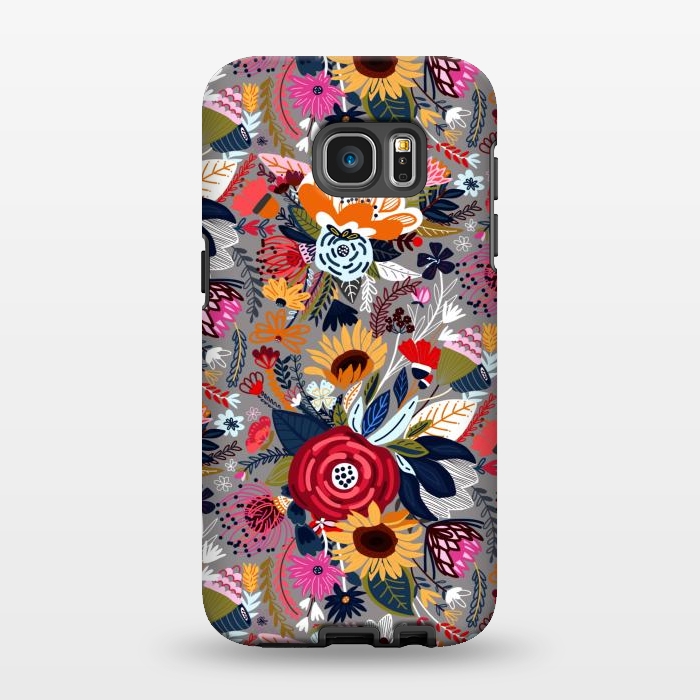 Galaxy S7 EDGE StrongFit Popping Floral - Pink  by Tigatiga