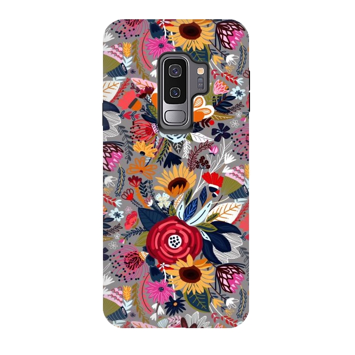 Galaxy S9 plus StrongFit Popping Floral - Pink  by Tigatiga