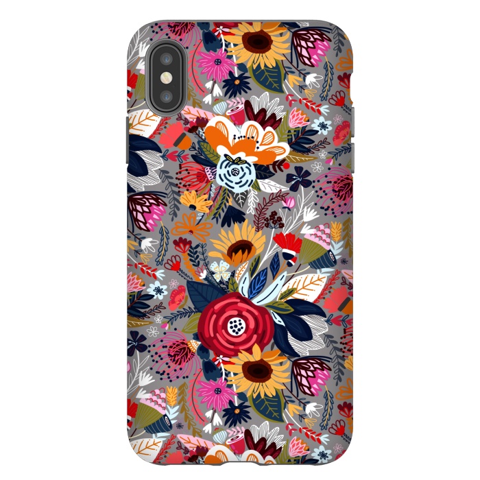 iPhone Xs Max StrongFit Popping Floral - Pink  by Tigatiga