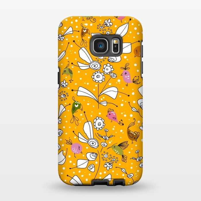 Galaxy S7 EDGE StrongFit Bye Bye Birdie - Yellow by Paula Ohreen