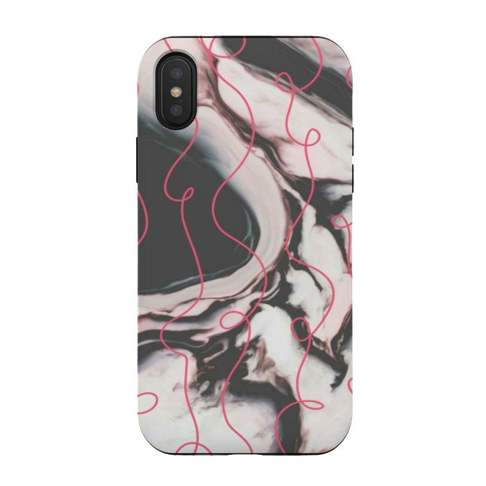 iPhone Xs / X StrongFit Marble pink curls by CAS
