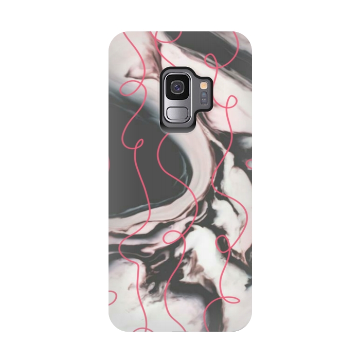 Galaxy S9 StrongFit Marble pink curls by CAS