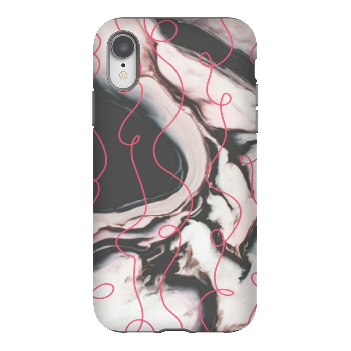 iPhone Xr StrongFit Marble pink curls by CAS