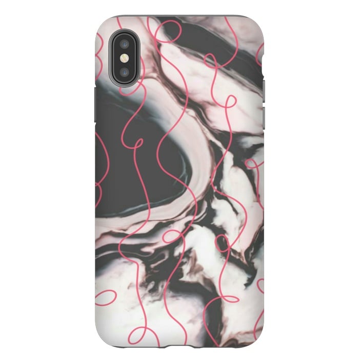 iPhone Xs Max StrongFit Marble pink curls by CAS