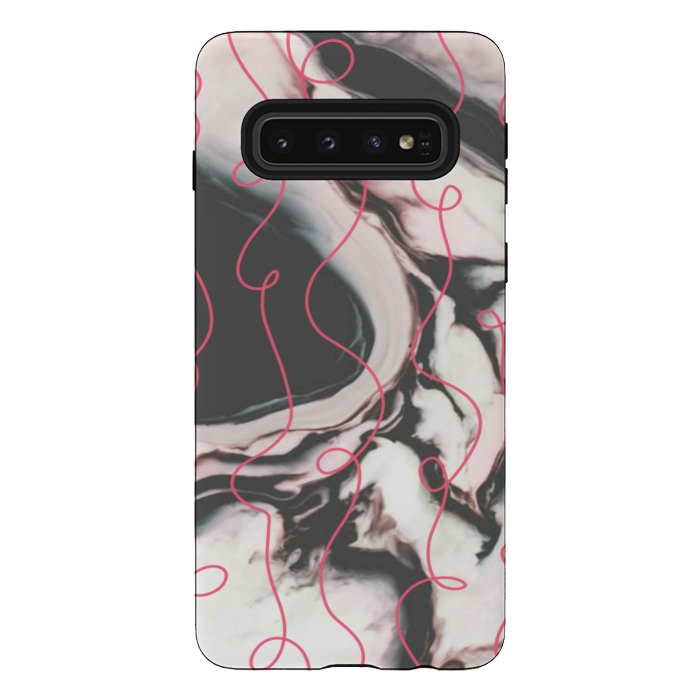 Galaxy S10 StrongFit Marble pink curls by CAS