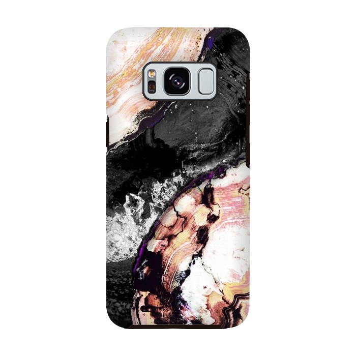Galaxy S8 StrongFit Brushed agata gold black marble by Oana 