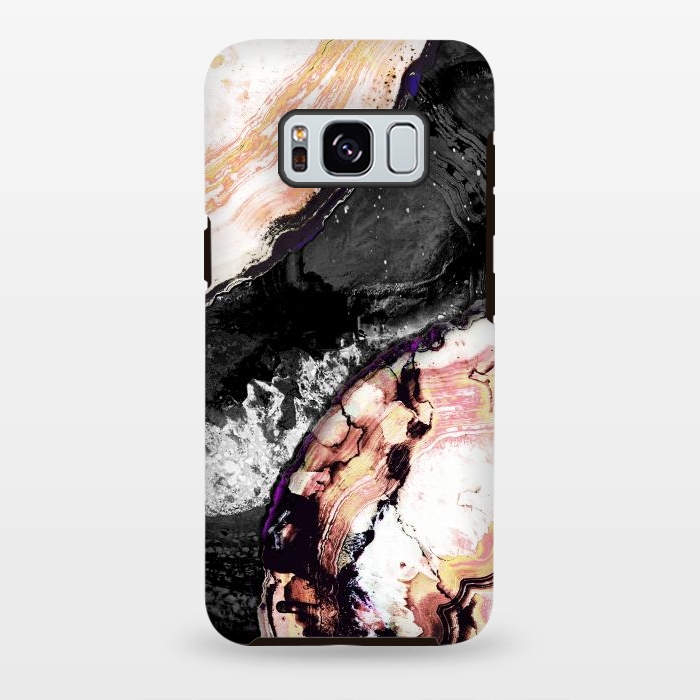 Galaxy S8 plus StrongFit Brushed agata gold black marble by Oana 