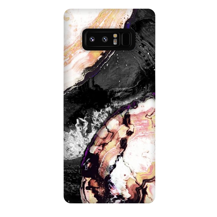 Galaxy Note 8 StrongFit Brushed agata gold black marble by Oana 