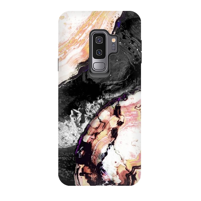 Galaxy S9 plus StrongFit Brushed agata gold black marble by Oana 