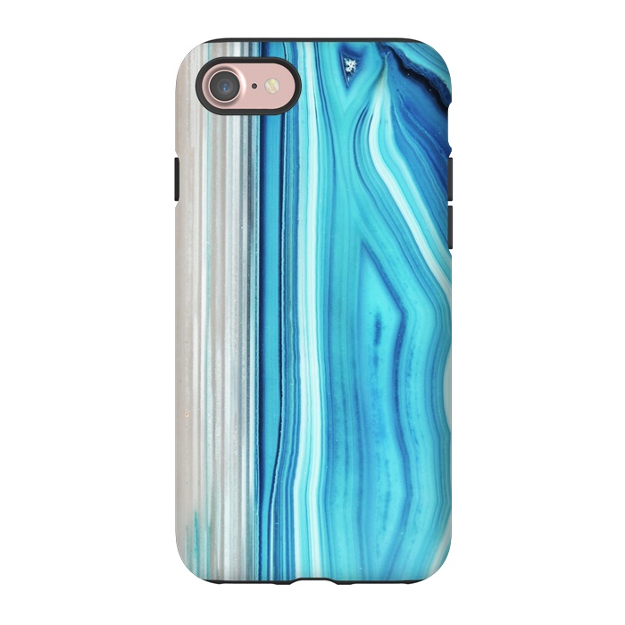 iPhone 7 StrongFit Blue striped agata gemstone by Oana 