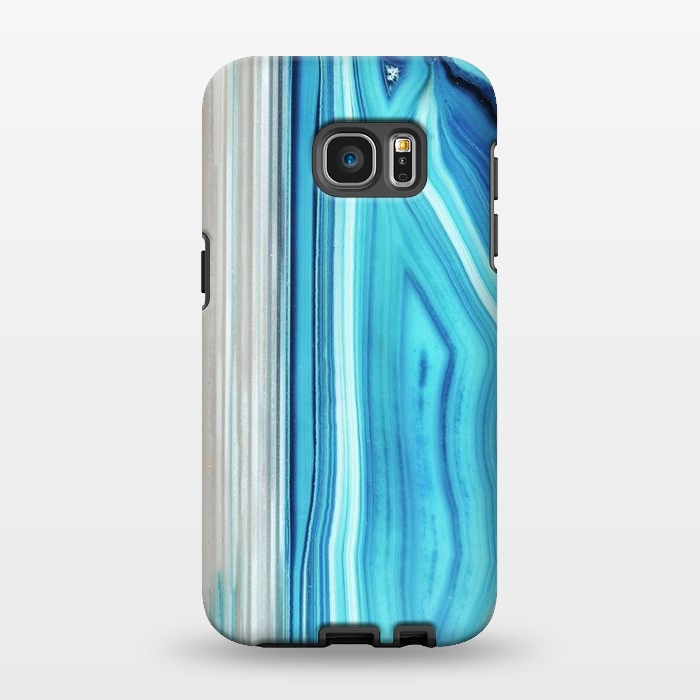Galaxy S7 EDGE StrongFit Blue striped agata gemstone by Oana 