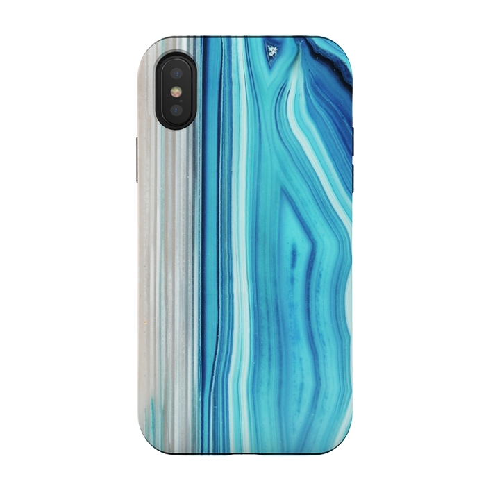 iPhone Xs / X StrongFit Blue striped agata gemstone by Oana 