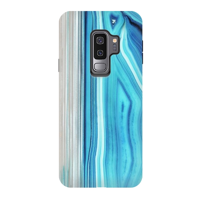 Galaxy S9 plus StrongFit Blue striped agata gemstone by Oana 