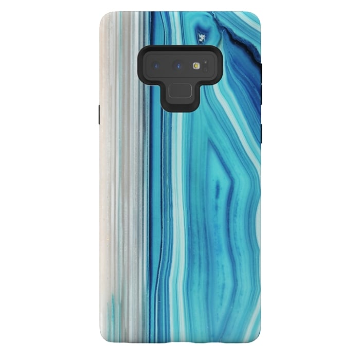 Galaxy Note 9 StrongFit Blue striped agata gemstone by Oana 