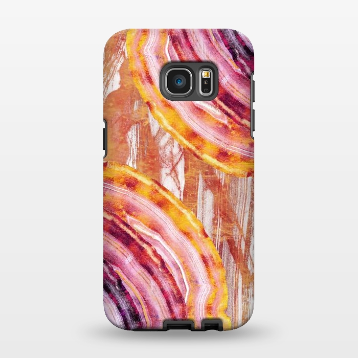Galaxy S7 EDGE StrongFit Gold pink brushed marble gemstones by Oana 