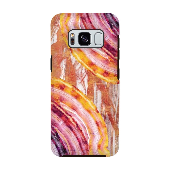 Galaxy S8 StrongFit Gold pink brushed marble gemstones by Oana 