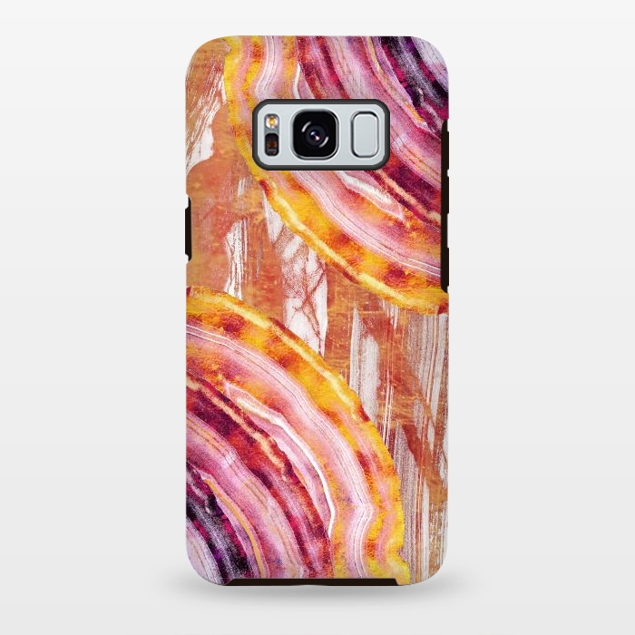 Galaxy S8 plus StrongFit Gold pink brushed marble gemstones by Oana 