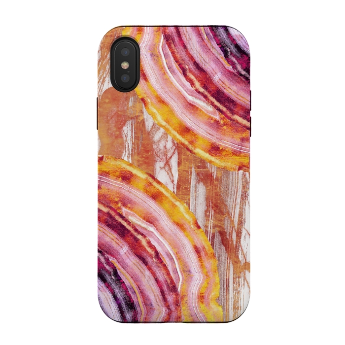 iPhone Xs / X StrongFit Gold pink brushed marble gemstones by Oana 