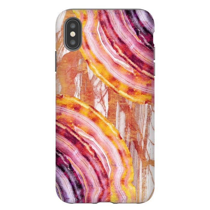 iPhone Xs Max StrongFit Gold pink brushed marble gemstones by Oana 