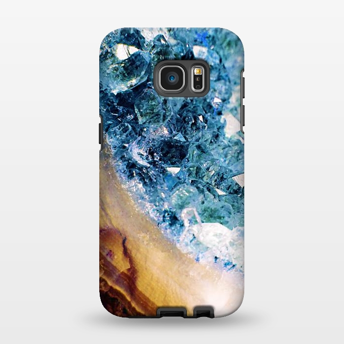 Galaxy S7 EDGE StrongFit Blue gold precious gemstone by Oana 