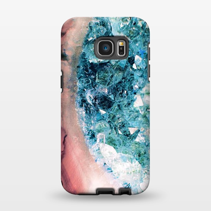 Galaxy S7 EDGE StrongFit Pink turquoise gemstones and crystals by Oana 