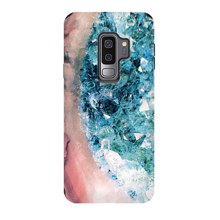 Galaxy S9 plus StrongFit Pink turquoise gemstones and crystals by Oana 