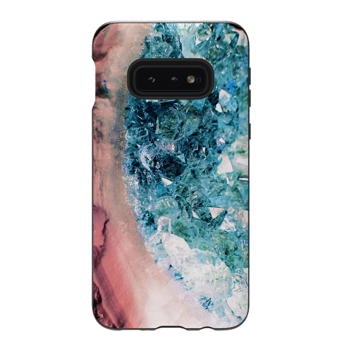 Galaxy S10e StrongFit Pink turquoise gemstones and crystals by Oana 