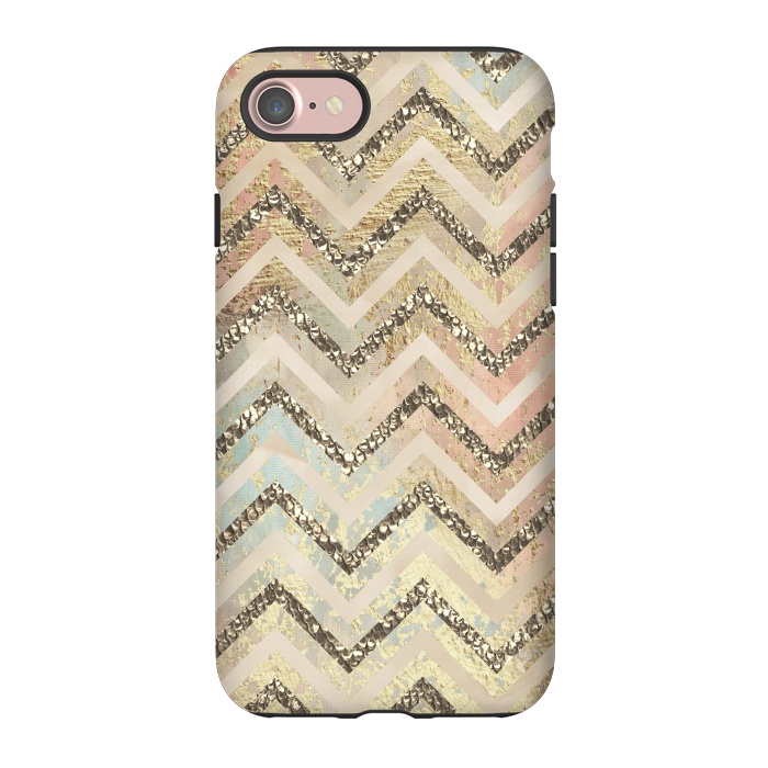 iPhone 7 StrongFit Chevron Gold Glamour Stripes 2 by Andrea Haase