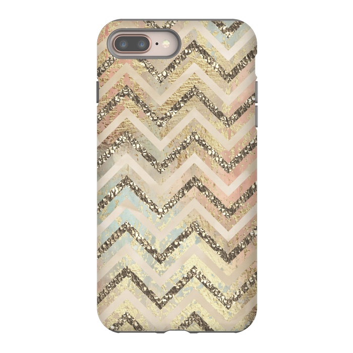 iPhone 7 plus StrongFit Chevron Gold Glamour Stripes 2 by Andrea Haase